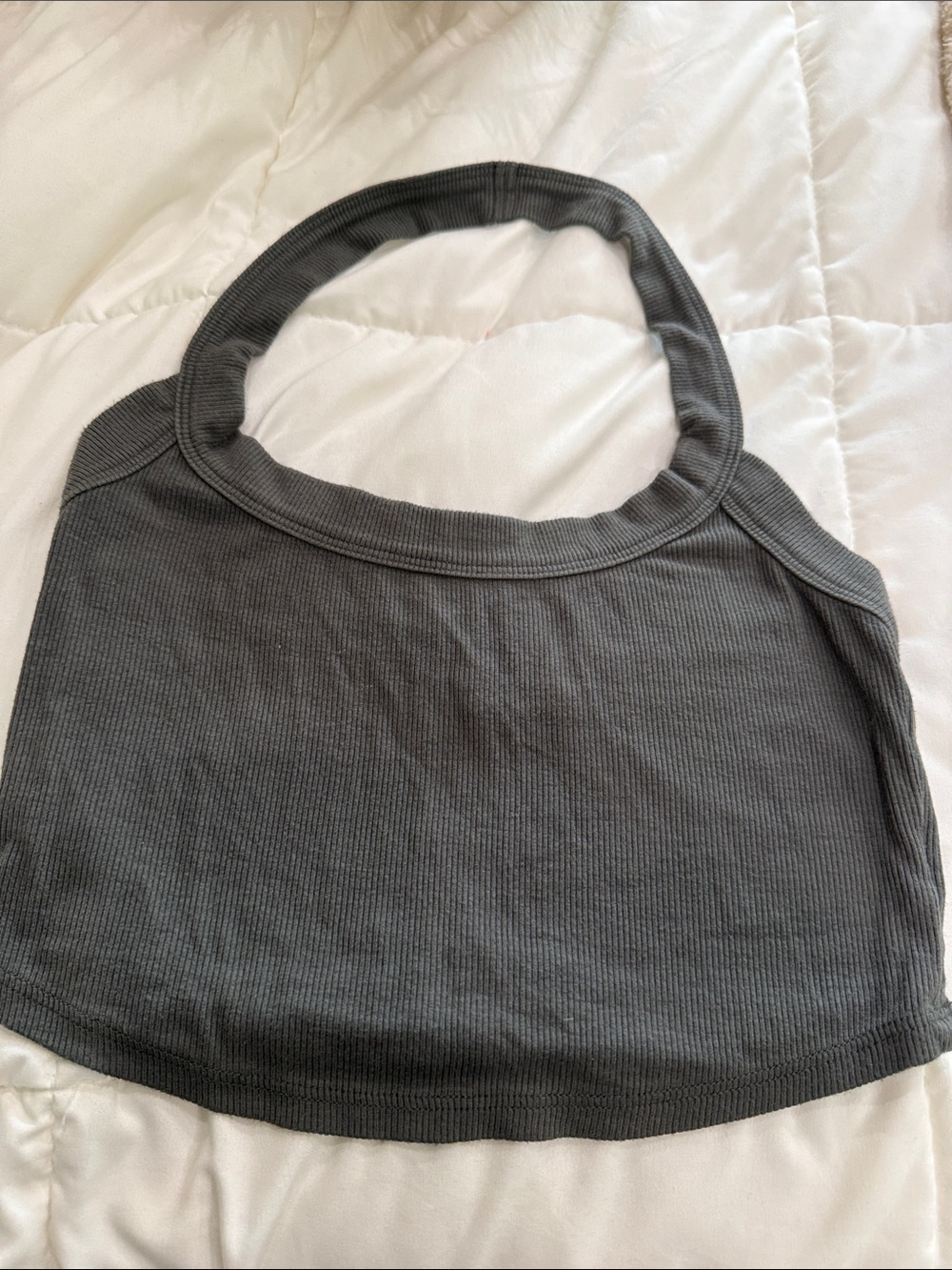 Joah Brown Ribbed Shoulder Bag in Charcoal